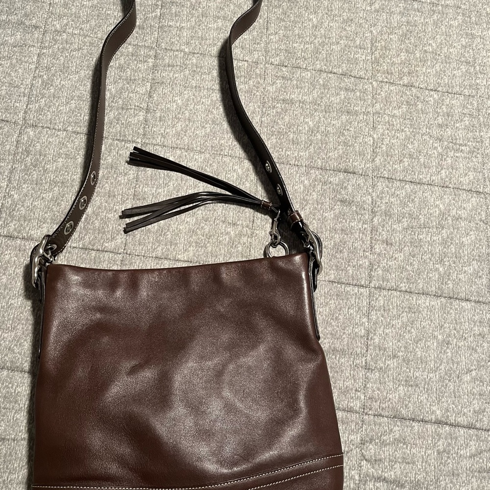 Coach Dark Brown Leather Shoulder Bag